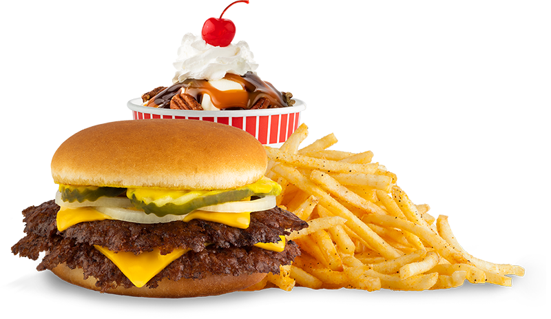 Burger, Fries, and frozen custard