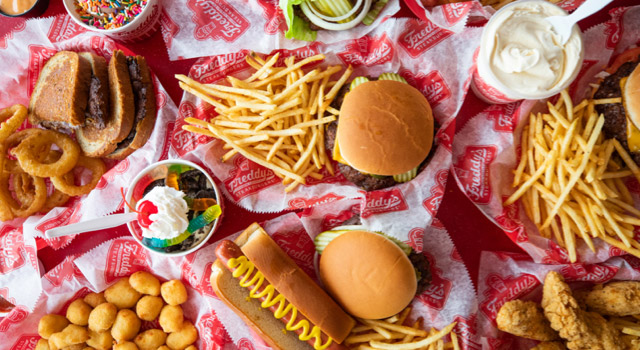 Assortment of Freddy's food and desserts